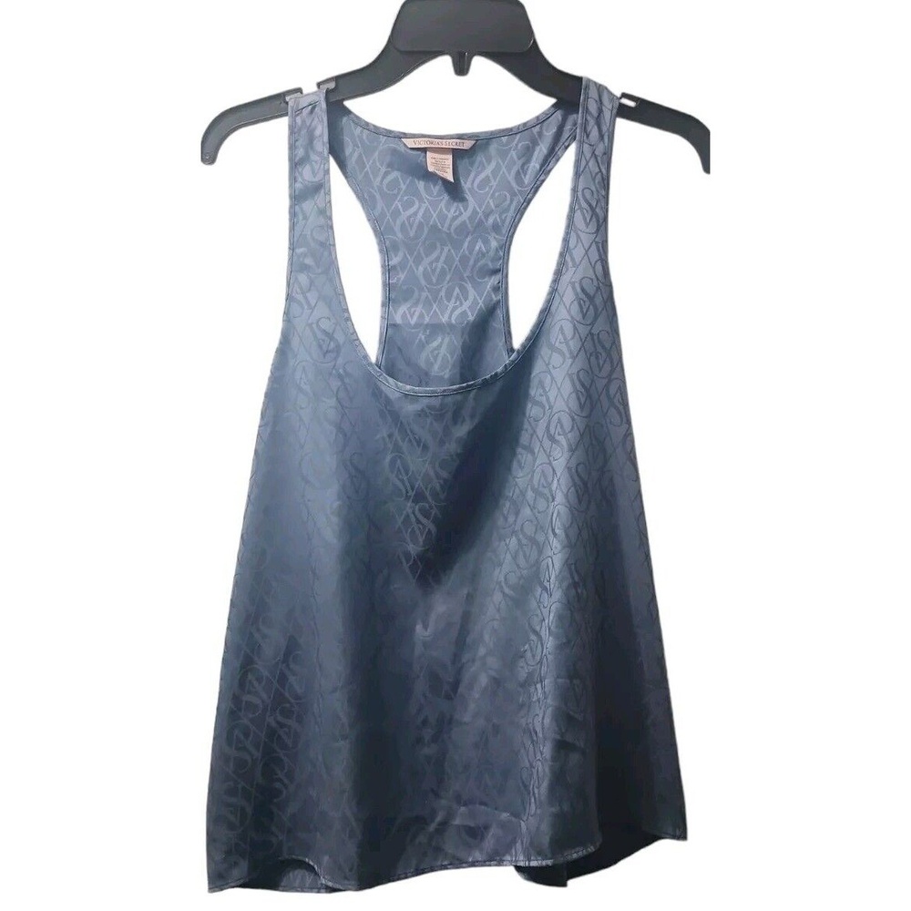 Victoria's Secret Tank Top Racerback Logo Printβ Sleeveless Blue L